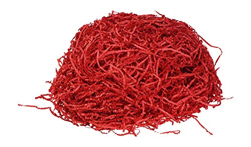 Mandala Crafts Crinkle Cut Paper Shred for Gifts, Basket Filling, Box Filler, Packing, Stuffing, Cushioning, Pet Bedding (Red, 1 LB)