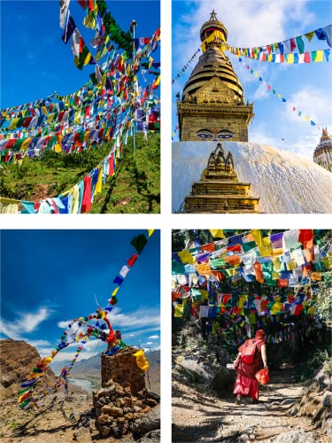 Lungta Tibetan Prayer Flags Make Your Own Printing Block Nepalese Prayer Flags DIY Kit with Blank Prayer Flags