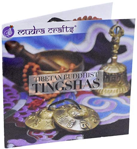 Meditation Bell - Tingsha Cymbals with Straps - Meditation Chime Tibetan Bell for Healing Yoga Meditation in a Box by Mudra Crafts, Tibet Mantra