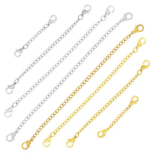 Silver and Gold Bracelet Extender Chain with Double Lobster Clasps