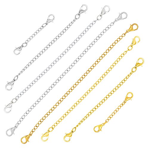 Mandala Crafts Stainless Steel Necklace Extender Bracelet Extender Chain  with Double Lobster Clasps, Set of 8 Pieces