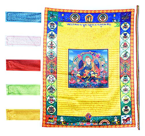 Mudra Crafts Tibetan Prayer Flags Vertical Banner - Nepalese Prayer Flags - Guru Rinpoche Prayer Flag Banner