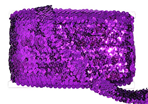 Purple Elastic Sequin Fabric Ribbon