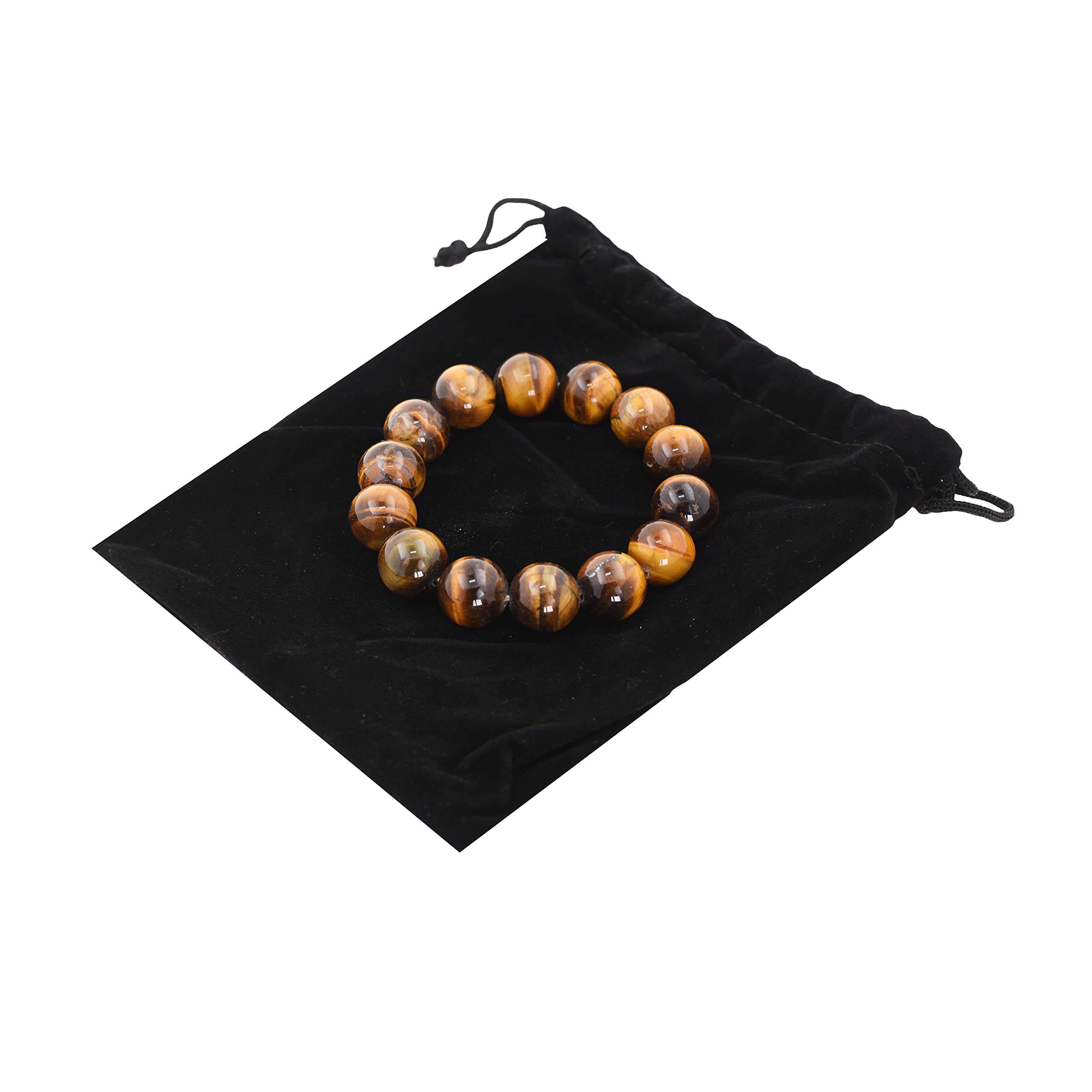 Mudra Crafts Mens Tiger Eye Bracelet - Unisex Natural Tigers Eye Crystal Stone Bead Bracelet for Women