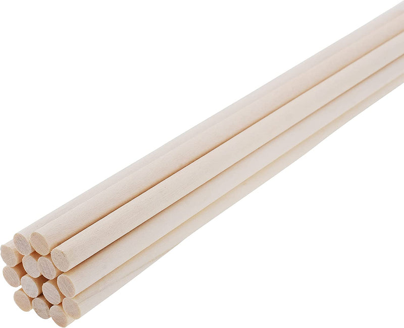 Mandala Crafts ¼ inch Birch Wooden Dowel Rods 12 Inches - 100 Round Wood Sticks for Crafts Macrame - Natural Unfinished Wood Dowels for Cake Dowels