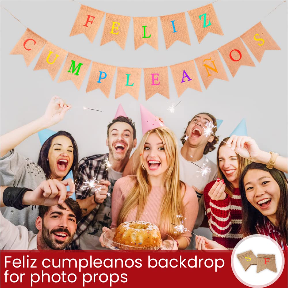 Mandala Crafts Feliz Cumpleanos Banner for Spanish Birthday Decorations - Feliz Cumpleanos Fiesta Mexican Birthday Banner for Mexican Happy Birthday Decorations Party Backdrop