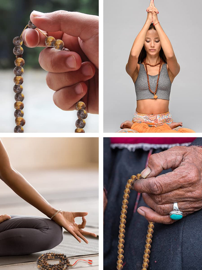 Tiger Eye Prayer Beads for Men Women - Tibetan Mala Beads for Yoga  Meditation