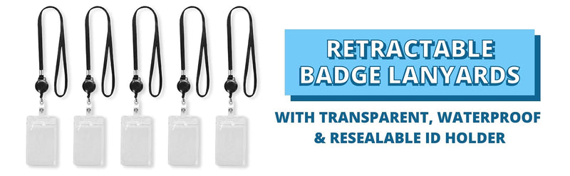Retractable Lanyard with ID Holder Badge with Retractable Reel Vertical Name Badge Retractable Lanyards for ID Badges Pack of 5
