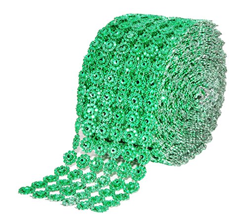 Green Faux Diamond Bling Mesh Roll