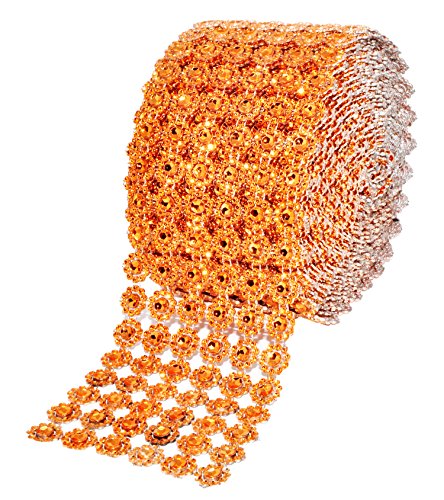 Orange Faux Diamond Bling Mesh Roll