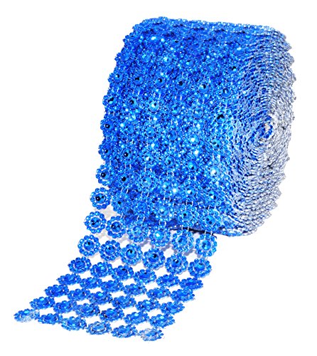 Blue Faux Diamond Bling Mesh Roll