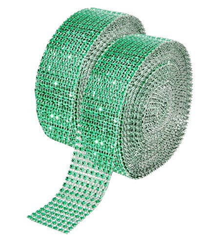 Mandala Crafts Faux Diamond Bling Wrap, Faux Rhinestone Crystal Mesh Ribbon Roll for Wedding, Party, Centerpiece, Cake, Vase Sparkling Decoration