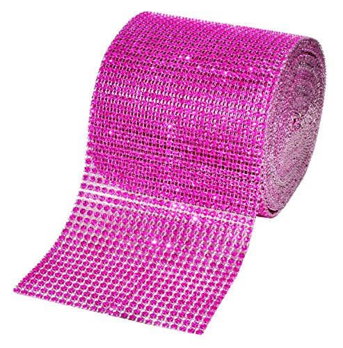 Hot Pink Rhinestone Bling Mesh Roll