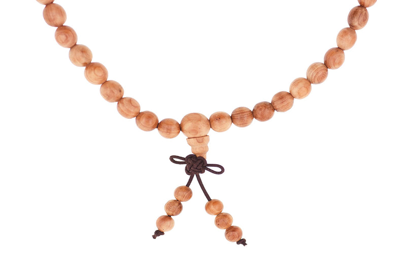 Natural Wood Mala Beads Necklace Japa Mala Beads 108 Mala Beads Bracelet for Men Women Mala Meditation Beads (Cedar 7 Chakra)