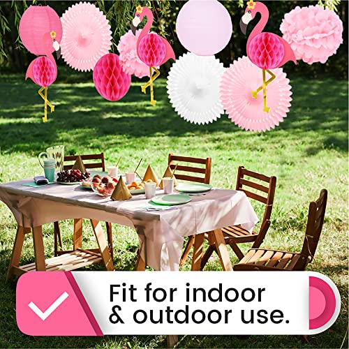 Paper Lantern Fan Pom-Pom Pink Flamingo Tropical Party Decorations for Women Girls