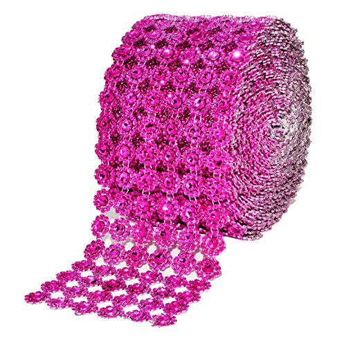 Mandala Crafts Faux Diamond Bling Wrap, Faux Rhinestone Crystal Mesh Ribbon Roll for Wedding, Party, Centerpiece, Cake, Vase Sparkling Decoration