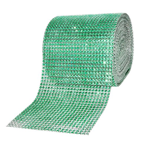 Green Rhinestone Bling Mesh Roll