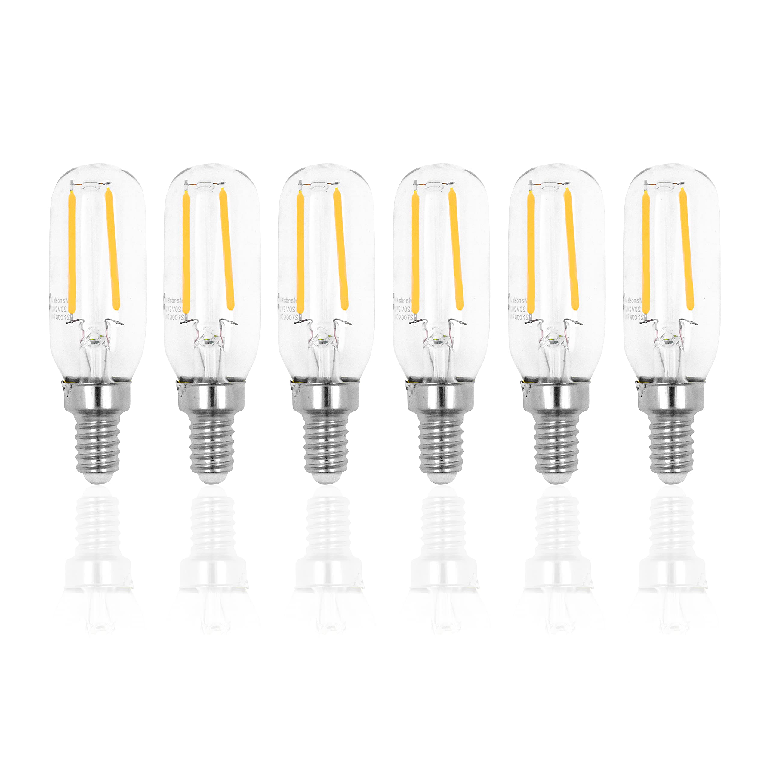 Dimmable T6 LED Bulb E12 Candelabra LED Bulbs for LED Chandelier Bulbs Ceiling Fan Sconce Light Bulbs 120 Volt 6 Pack 2 Watt LED Bulb 25W Equivalent 2700K Warm White