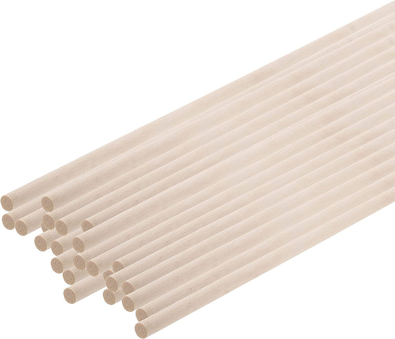 50 Pack 1/4 x 12 Inch Dowel Rods Wooden Sticks for Crafts Tiered