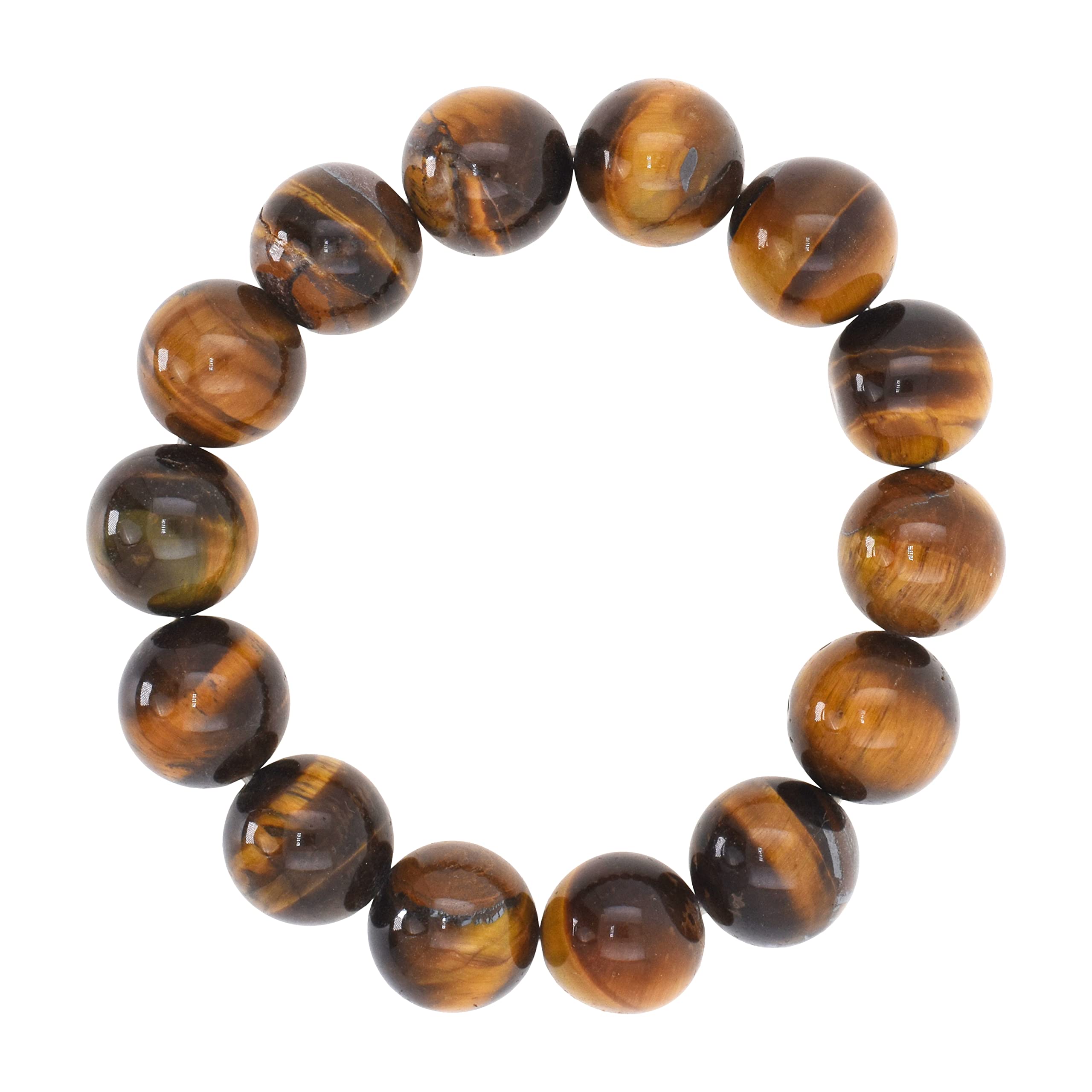 Mudra Crafts Mens Tiger Eye Bracelet - Unisex Natural Tigers Eye Crystal Stone Bead Bracelet for Women