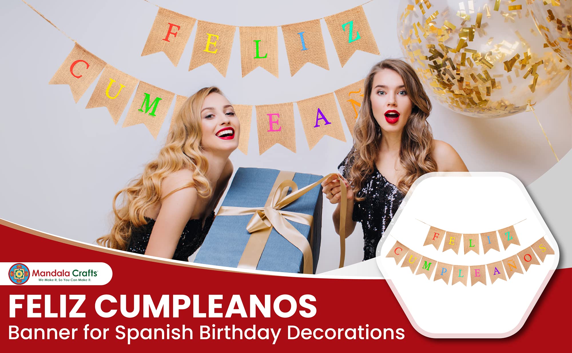 Mandala Crafts Feliz Cumpleanos Banner for Spanish Birthday Decorations - Feliz Cumpleanos Fiesta Mexican Birthday Banner for Mexican Happy Birthday Decorations Party Backdrop