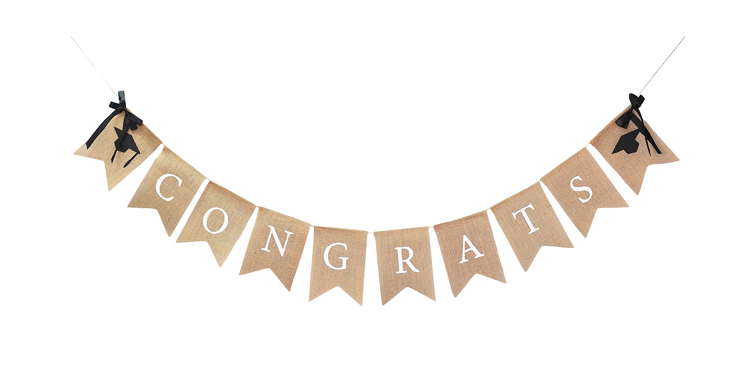 Burlap Congrats Grad Banner for Graduation Party Decorations Graduation Garland Bunting Hanging Flag Sign