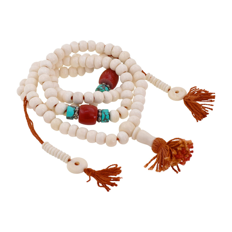 Mandala Crafts 108 Tibetan Buddhist Prayer Beads for Men Women - Yak Bone Mala Beads Necklace for Mala Meditation Beads Yoga Beads