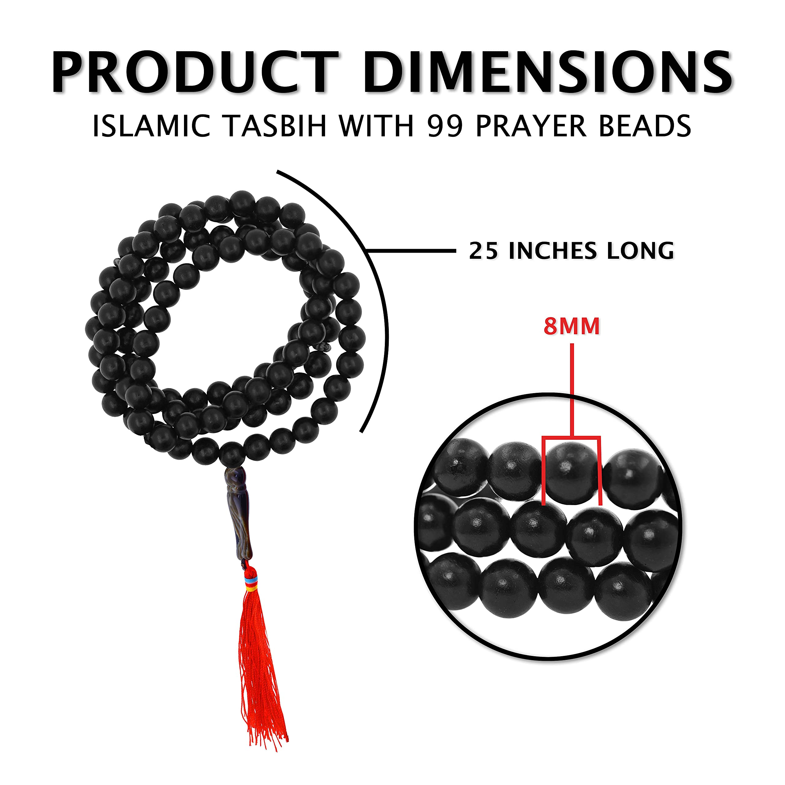 Mandala Crafts Tasbih Prayer Beads - Misbaha Beads Muslim Prayer Beads for Men and Women - Islamic Prayer Beads Tasbih Beads Necklace