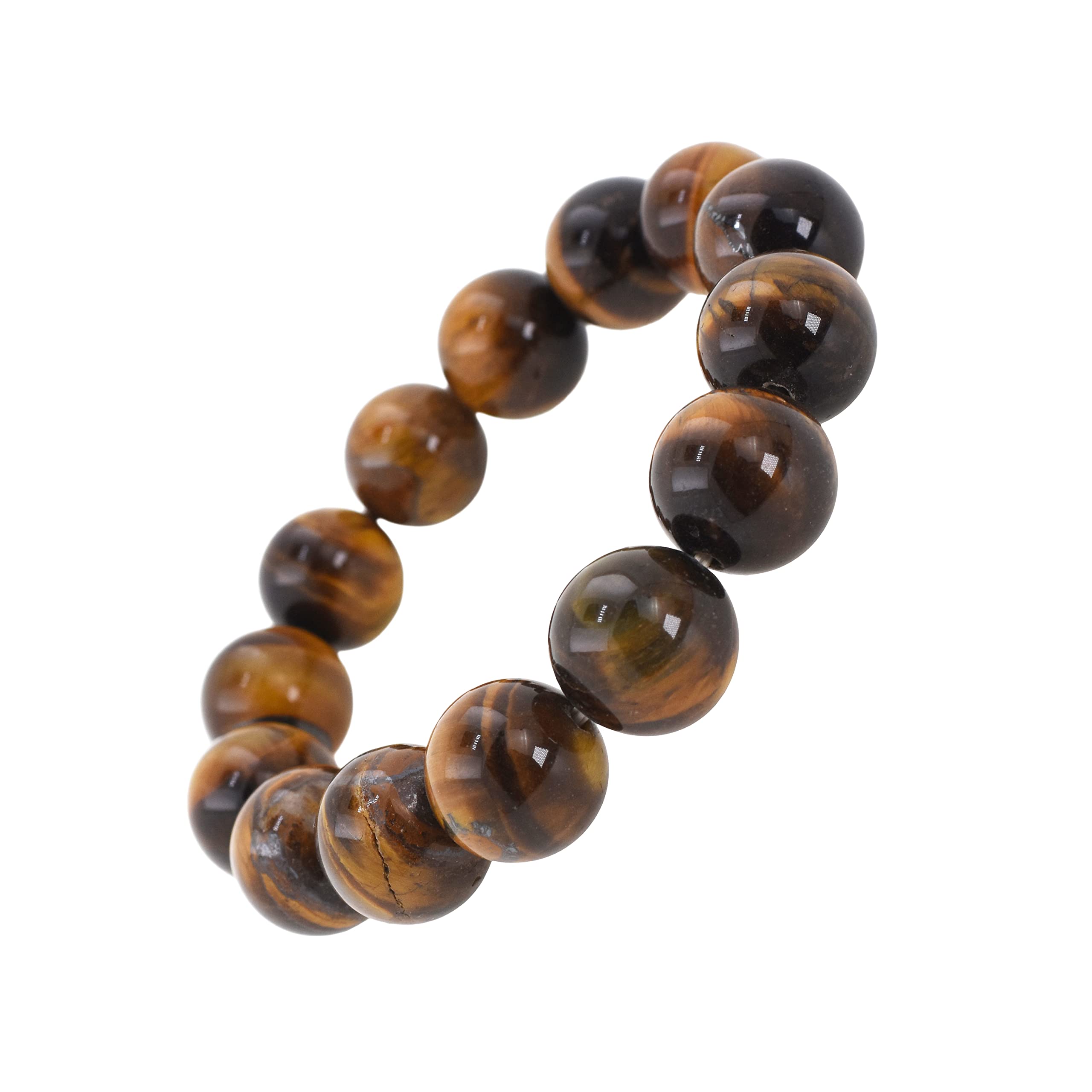 Mudra Crafts Mens Tiger Eye Bracelet - Unisex Natural Tigers Eye Crystal Stone Bead Bracelet for Women