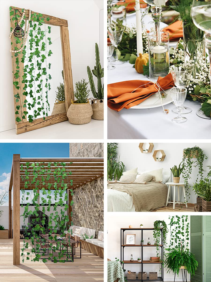 hanging fake plants for bedroom Artificial Ivy Garland Fake Vines Leaves Room Decor Hang Greenery Leaf