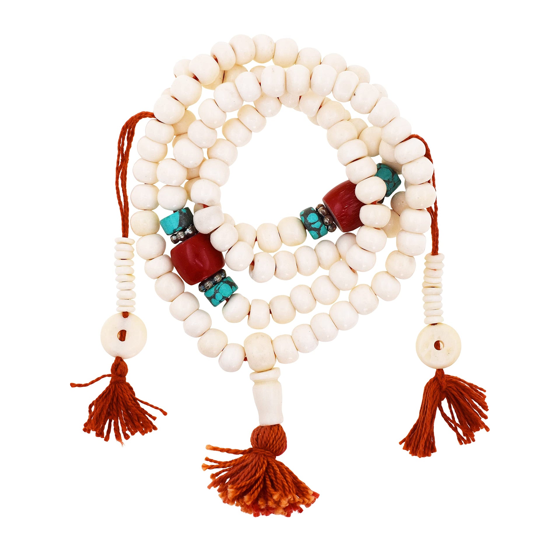 Mandala Crafts 108 Tibetan Buddhist Prayer Beads for Men Women Yak Bone  Mala Beads Necklace for Mala Meditation Beads Yoga Beads Yak Bone with