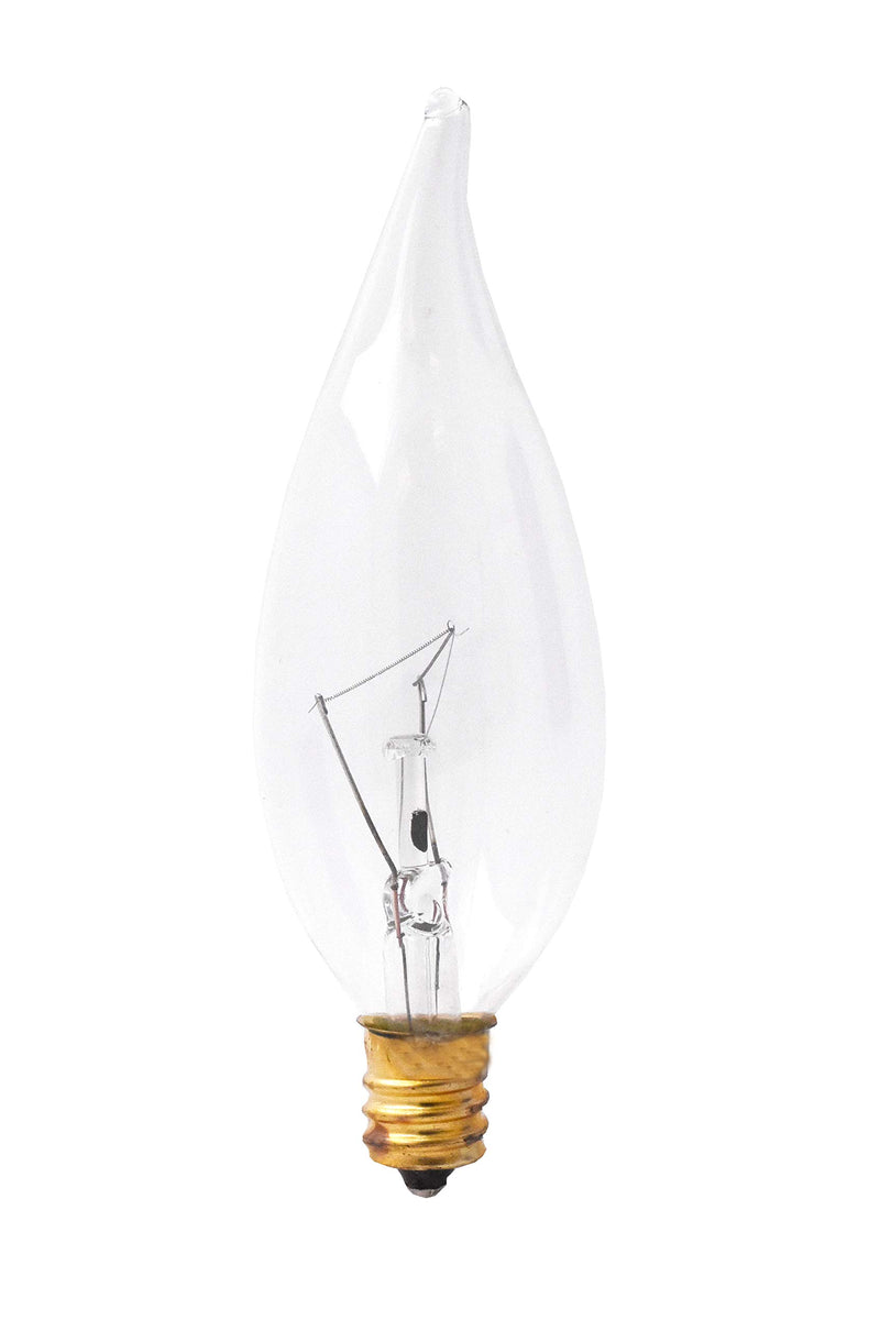 E12 40W Candelabra Light Bulbs for Chandelier; Flame Tip, 120-Volt, Pack of 12