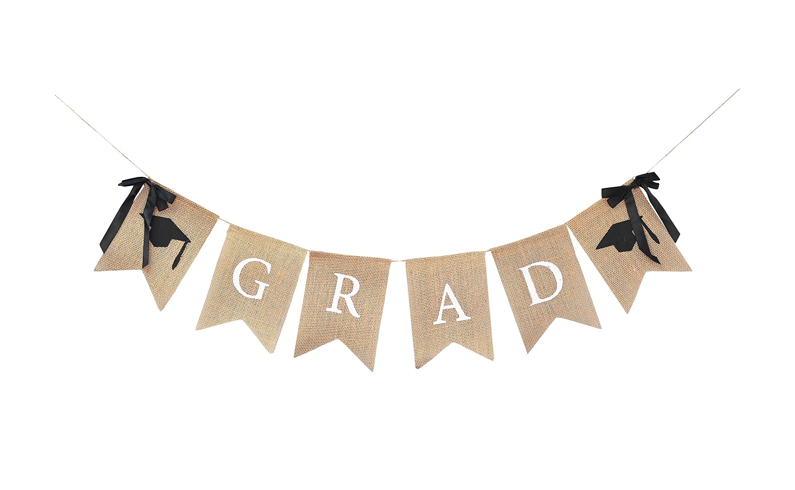 Burlap Congrats Grad Banner for Graduation Party Decorations Graduation Garland Bunting Hanging Flag Sign