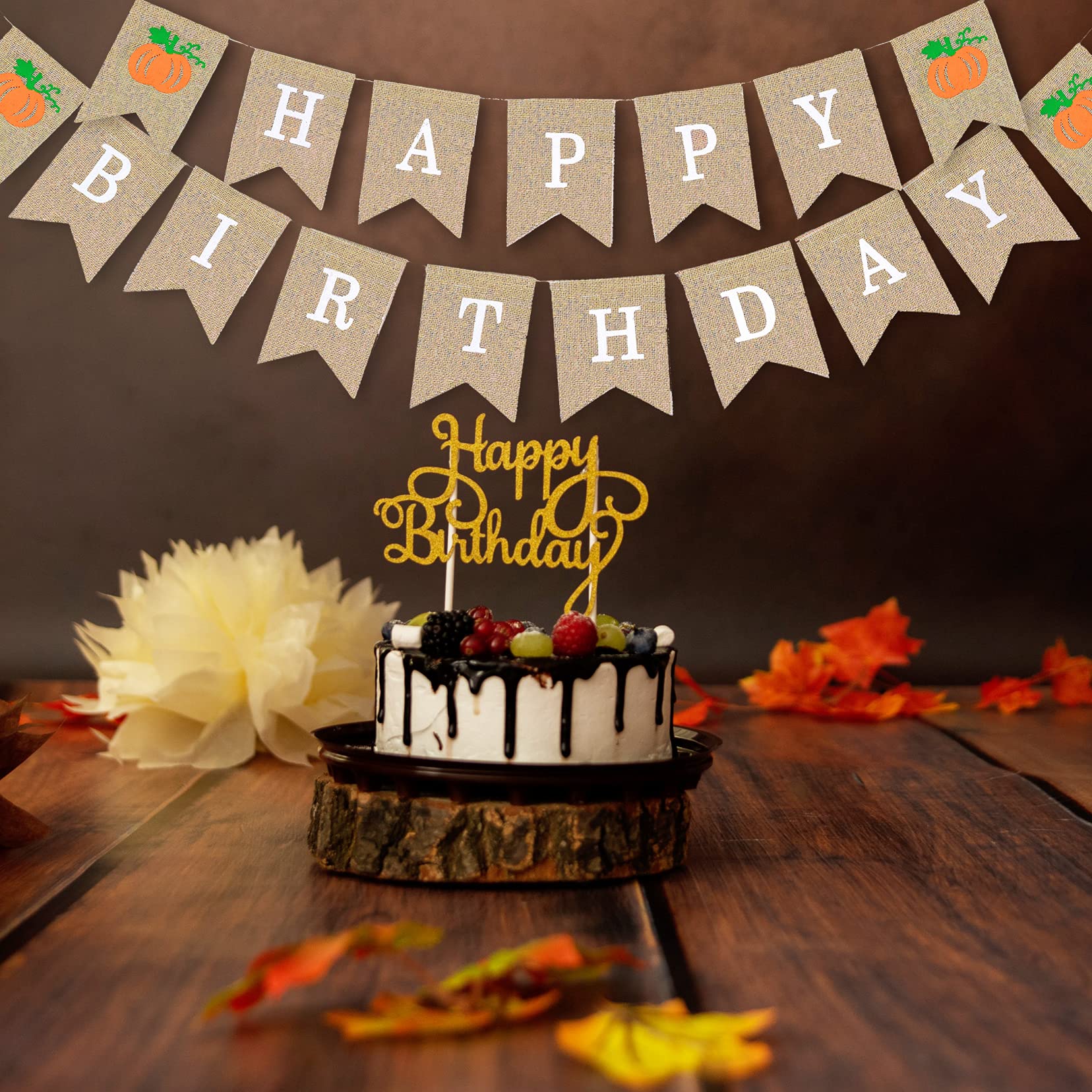 Fall Birthday Banner Burlap Pumpkin Birthday Banner for Fall Birthday Party Decorations Pumpkin Birthday Decorations