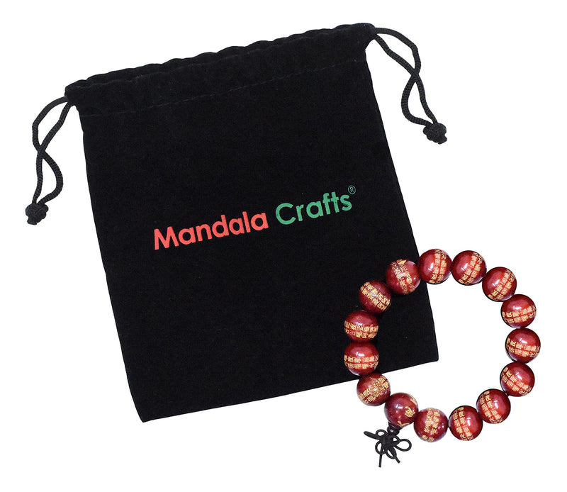Mala Bracelet Wood Buddhist Prayer Beads for Men Women Mala Wrist Meditation Beads Buddhist Bracelet Tibetan Prayer Beads Bracelet Red Wood