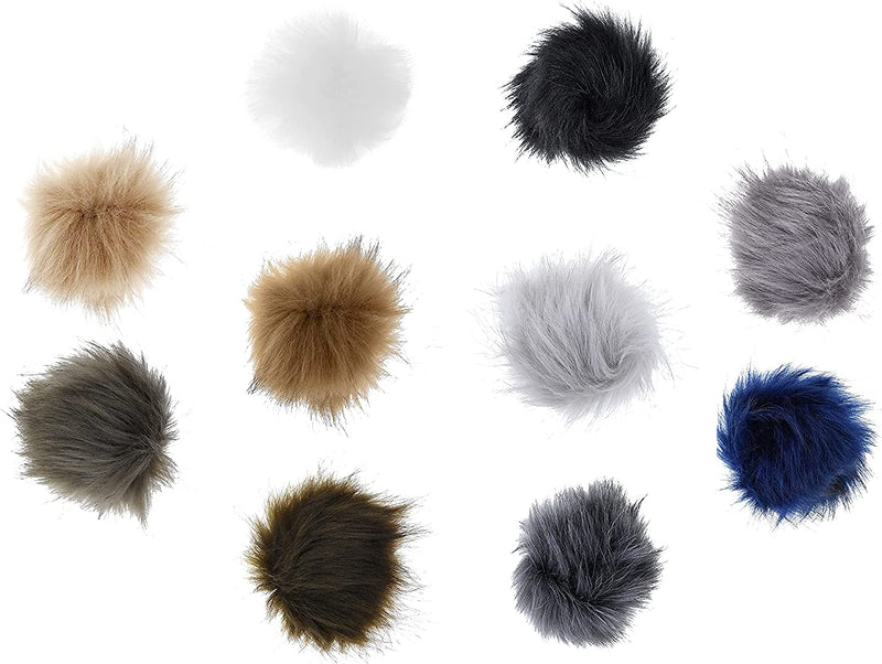 24 Pieces Faux Fur Pom Pom Balls Fur Fluffy Pompom Ball with Elastic Loop  for Hats Shoes Scarves Gloves Scarves Bag Key Chain Charms Accessories (12