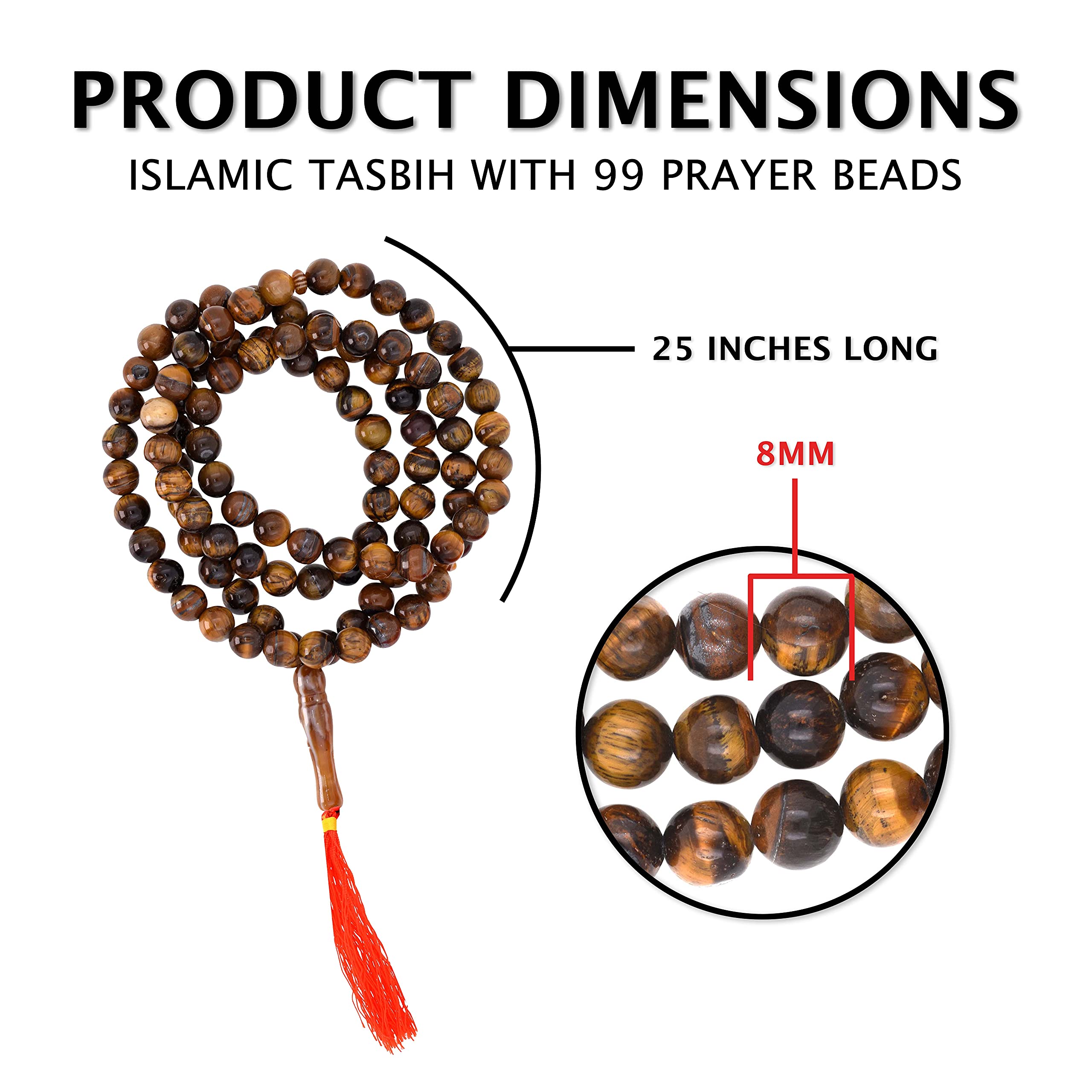 Mandala Crafts Tasbih Prayer Beads - Misbaha Beads Muslim Prayer Beads for Men and Women - Islamic Prayer Beads Tasbih Beads Necklace