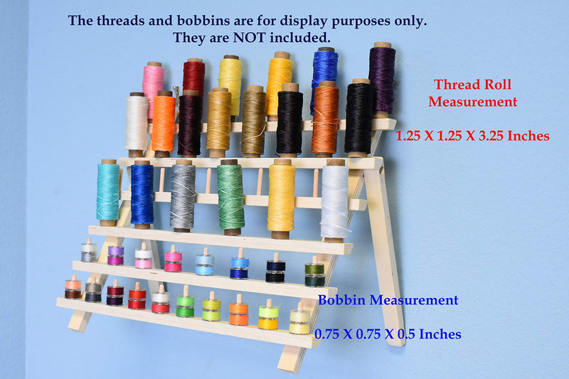 Thread Holder for Spools of Thread, Hair Rack for Braiding Hair, Wooden Organizer Stand for Sewing (Medium)