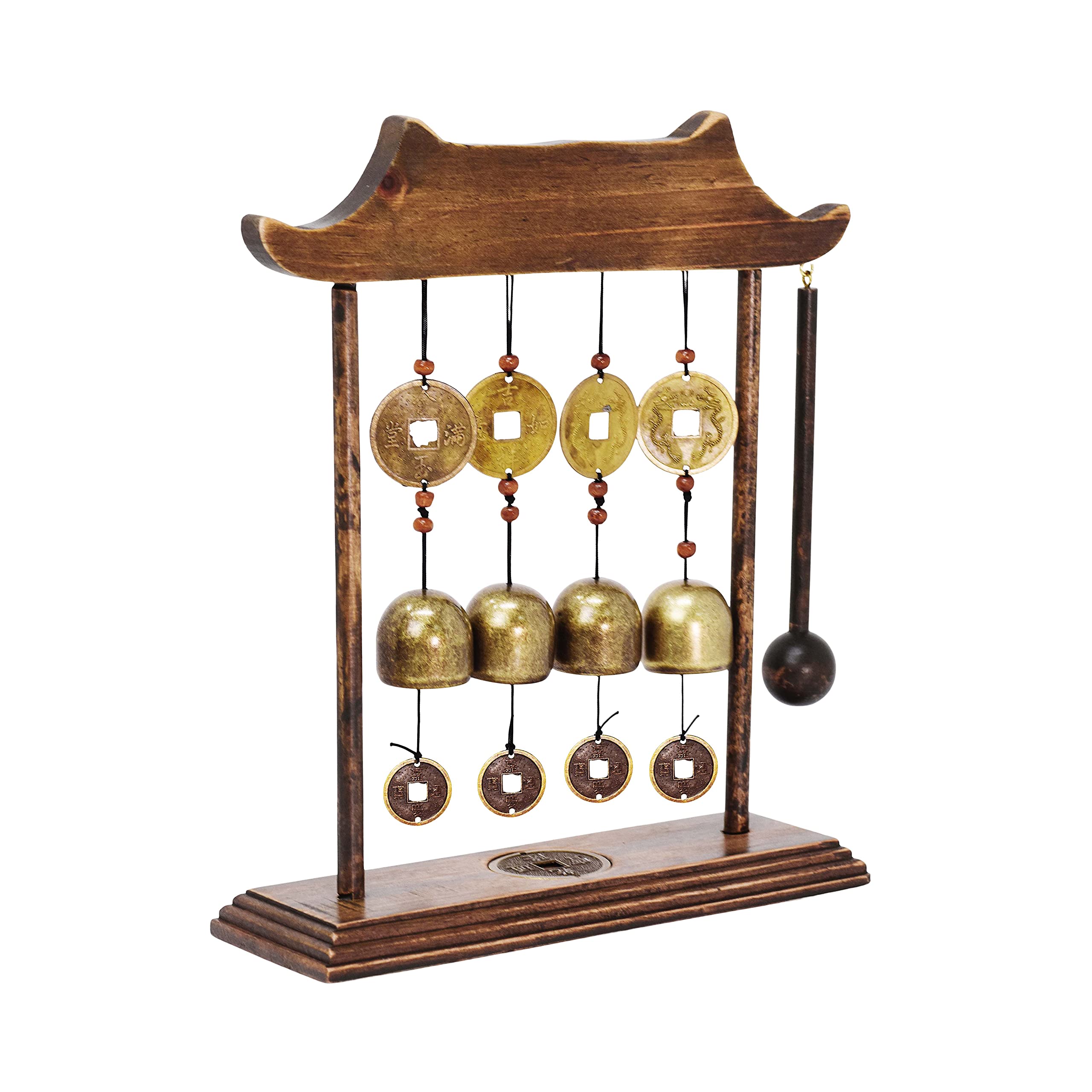 Chinese Gong - Mini Gong with Stand - Zen Art Brass Feng Shui Desktop Gong with Stand Asian Gong Bell for Home Decoration Fortune Bell