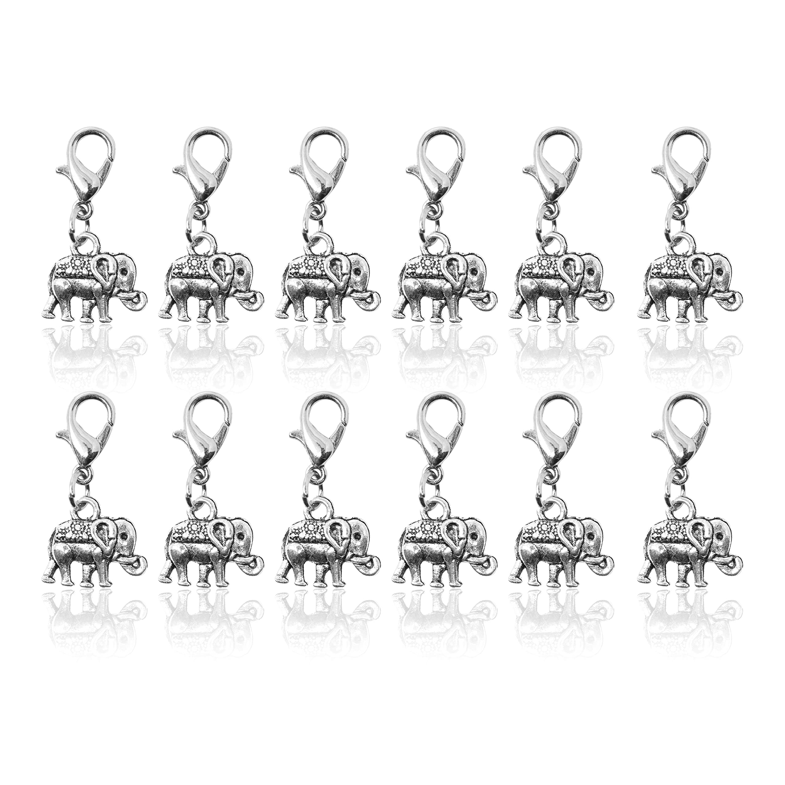 Mandala Crafts Clip On Charms with Lobster Clasp for Bracelet, Necklace, DIY Jewelry ; Silver Tone, 12 Assorted PCs