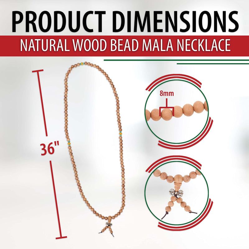 Natural Wood Mala Beads Necklace Cedar Japa Mala Beads 108 Mala Beads Bracelet Mala Prayer Beads for Men Women Mala Meditation Beads