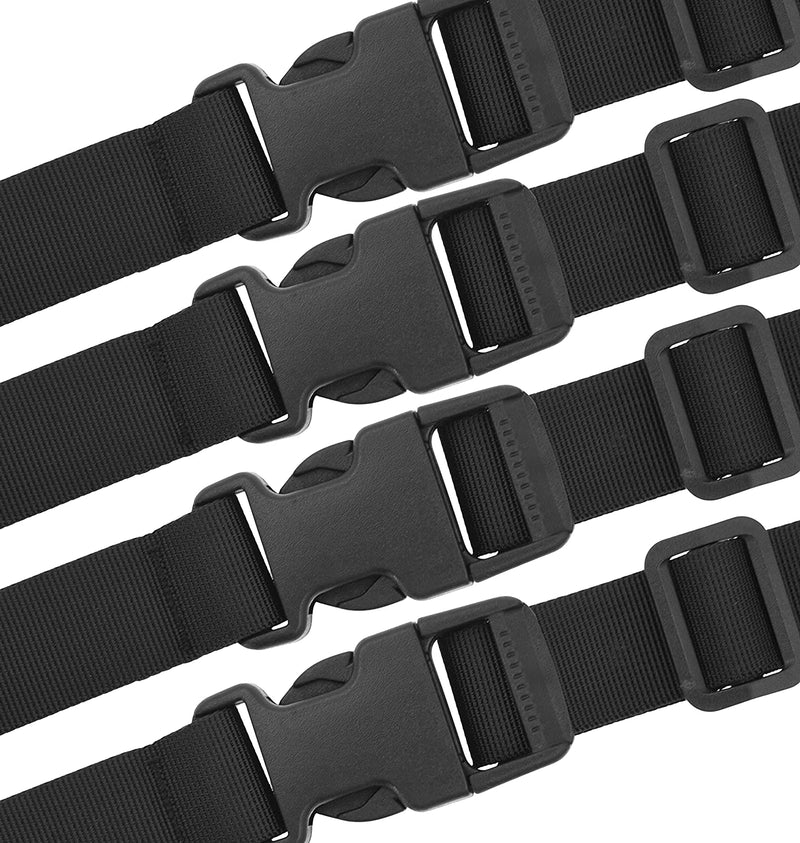 Utility Straps Tie Down Straps with Buckle Quick-Release Adjustable Nylon  Camping Sleeping Bag Straps Black 4 Pack (6 feet, Black)