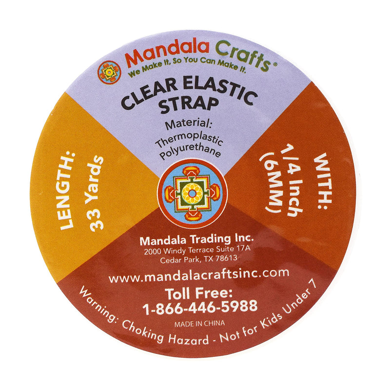Mandala Crafts Lightweight Clear Elastic for Sewing – 33 YDs