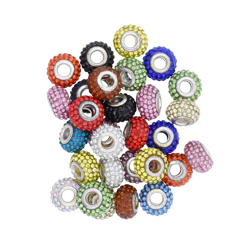 200 Pack Of Hole Glass Beads For Jewelry Making,european Beads Bulk Mixed  Color Beads For Diy Craft