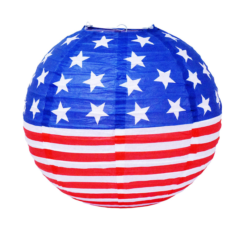 Hanging Patriotic Paper Lanterns with Lights for Patriotic Decorations American Flag Decorations 4th of July Decorations 12 Inches 10 PCs