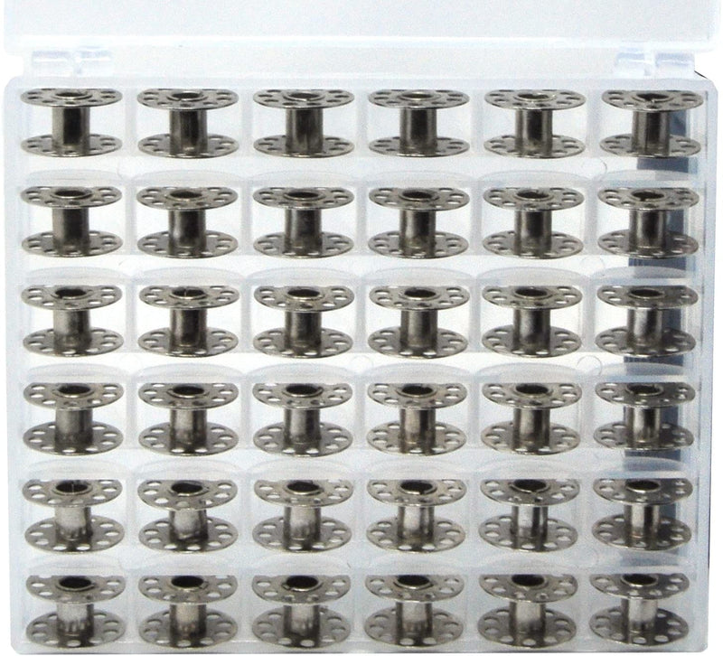 25 Pack Metal Bobbins with Stortage Case for Brother Singer Janome Kenmore  and Most Sewing Machine