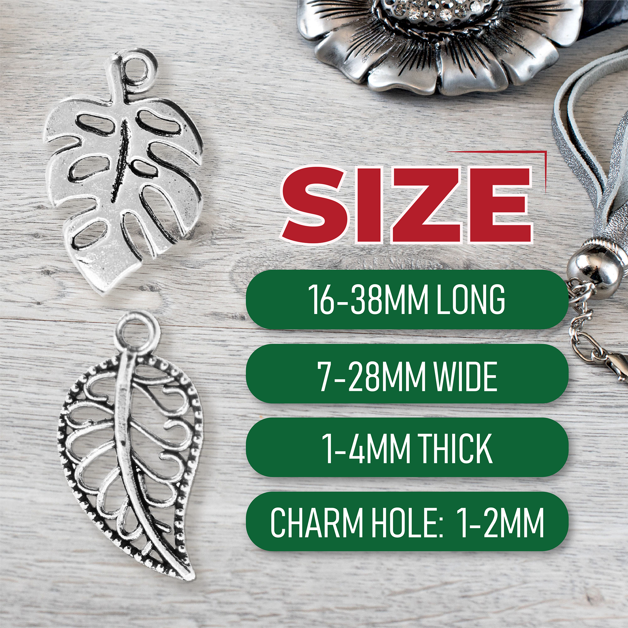 Mandala Crafts 150 PCs Assorted Metal Leaf Charms - Fall Charms for Jewelry Making Charms - Leaf Pendant Charm Fall Jewelry Charms Tree Leaf Beads for Earring Bracelet Necklace