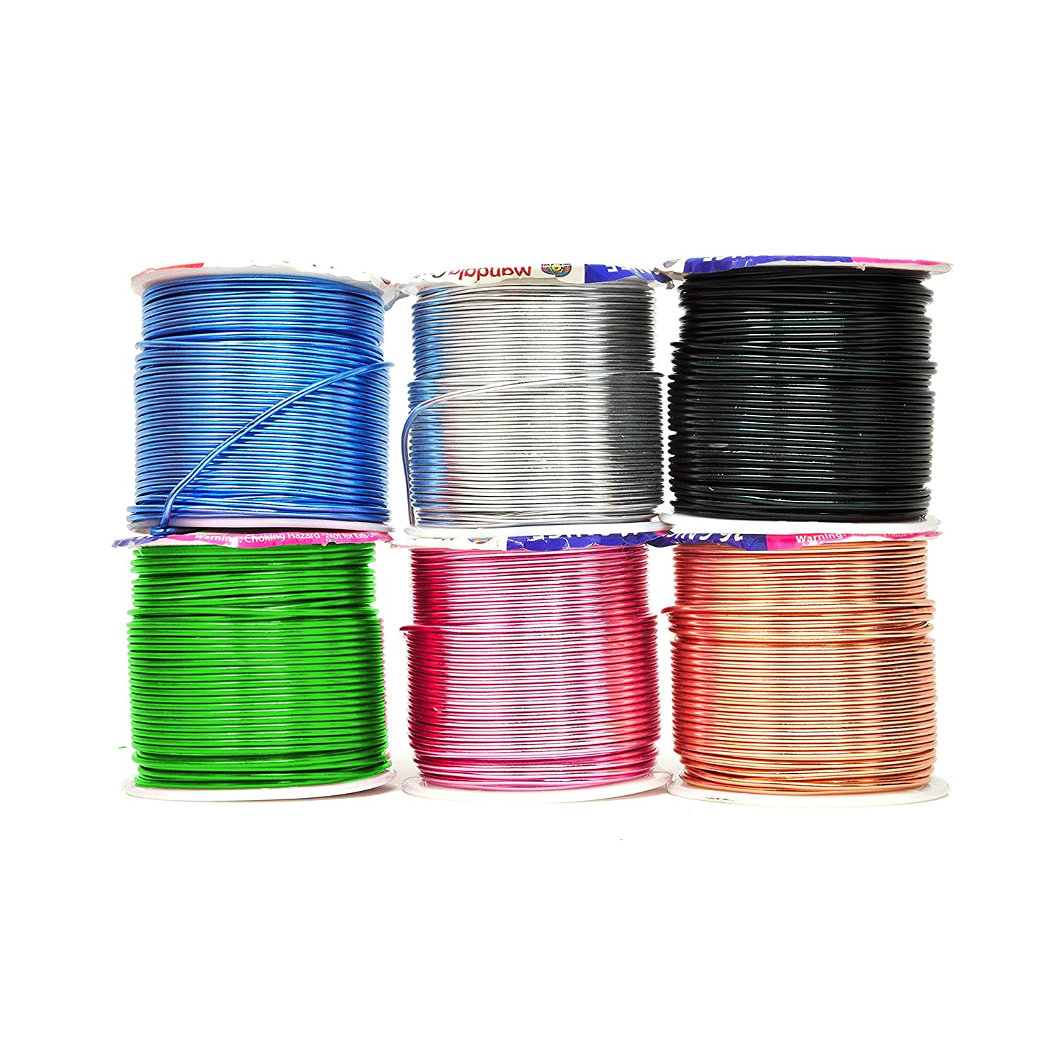 Mandala Crafts Anodized Aluminum Wire for Sculpting, Armature, Jewelry Making, Gem Metal Wrap, Garden, Colored and Soft, Assorted 6 Rolls