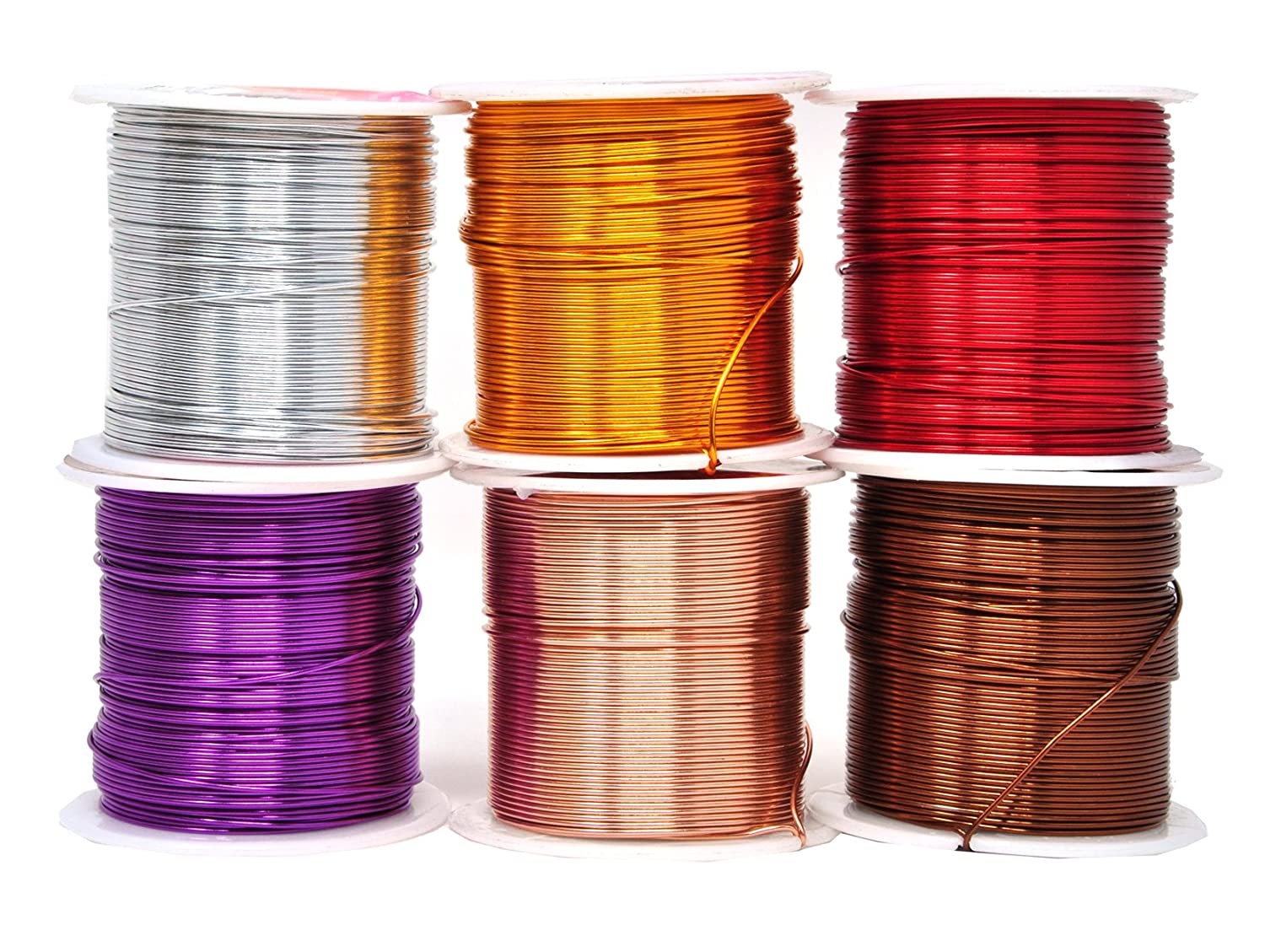 Mandala Crafts Anodized Aluminum Wire for Sculpting, Armature, Jewelry Making, Gem Metal Wrap, Garden, Colored and Soft, Assorted 6 Rolls