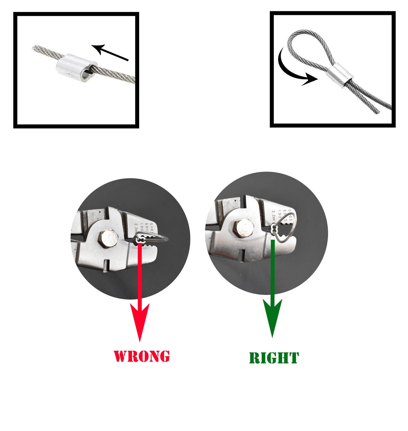 Mandala Crafts Cable Crimps for Wire Cable - Cable Crimping Sleeve Set Aluminum Cable Ends Double Ferrules Wire Rope Sleeves Cable Crimp Loop Kit